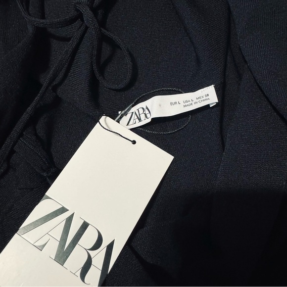 Zara Bloggers Fav Black Prom Elegant Open Back Fluid Neck Knit Maxi Dress Sz L - Picture 15 of 15